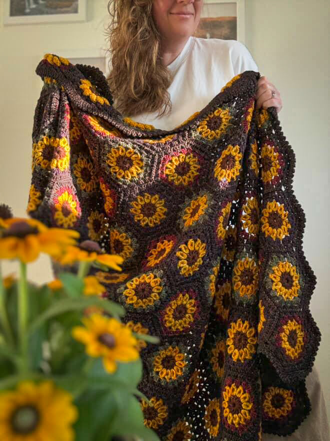 Autumn Sunflower Hexie Blanket Kit - Spices Collection (YARN ONLY) - Crochet