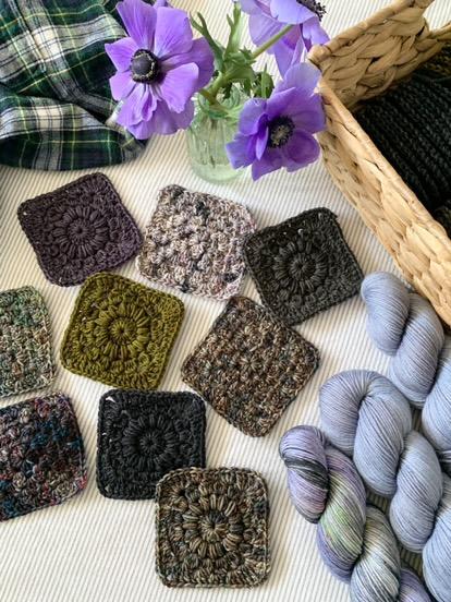 Ebony Granny Square Blanket (Yarn Only) - Crochet