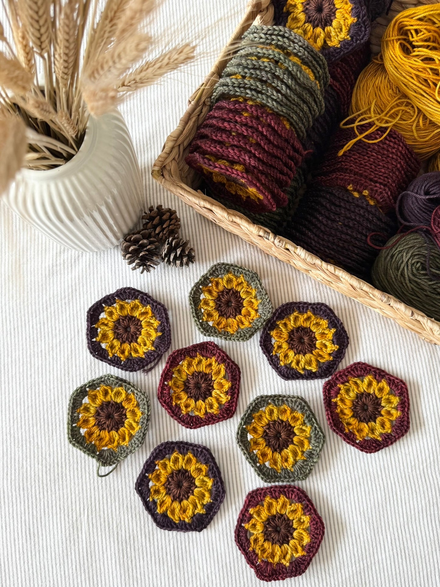 Autumn Sunflower Hexie Blanket Kit - Spices Collection (YARN ONLY) - Crochet