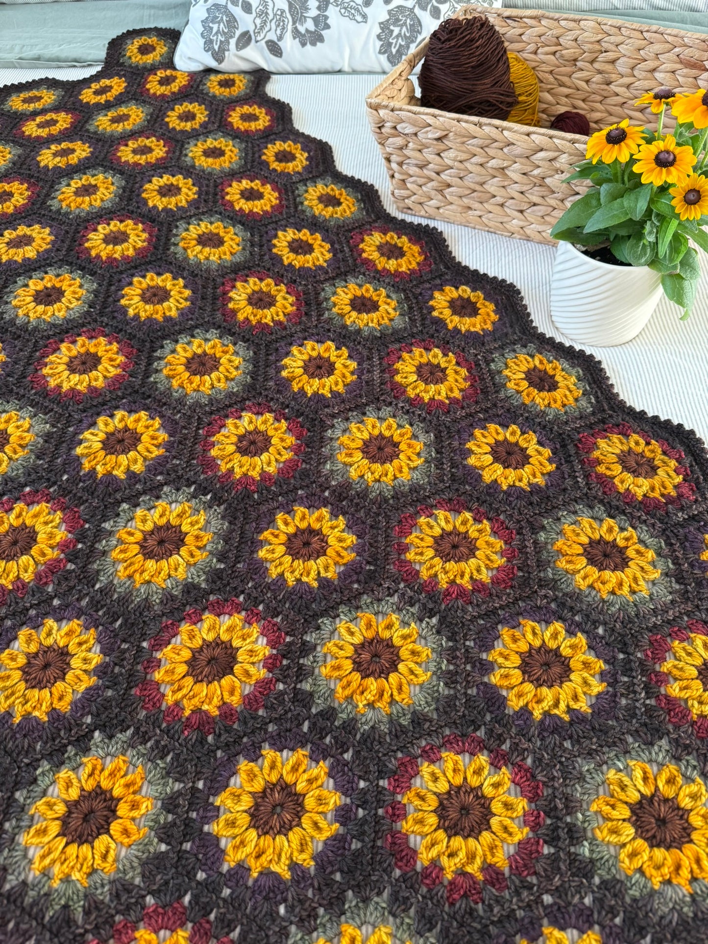 Autumn Sunflower Hexie Blanket Kit - Spices Collection (YARN ONLY) - Crochet