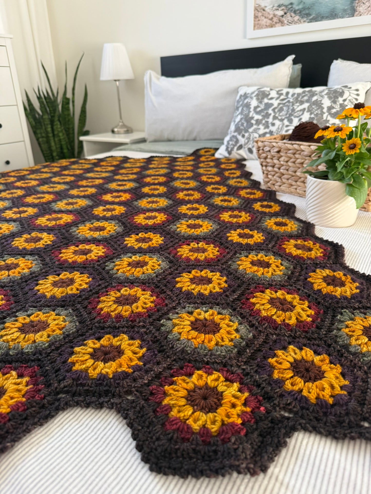 Autumn Sunflower Hexie Blanket Kit - Spices Collection (YARN ONLY) - Crochet