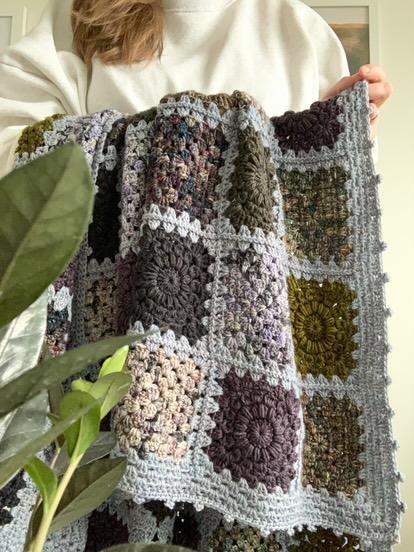 Ebony Granny Square Blanket (Yarn Only) - Crochet