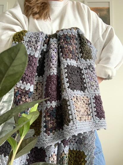 Ebony Granny Square Blanket (Yarn Only) - Crochet