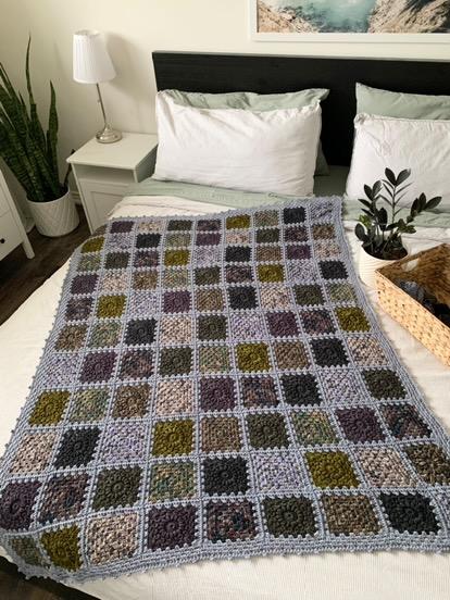 Ebony Granny Square Blanket (Yarn Only) - Crochet