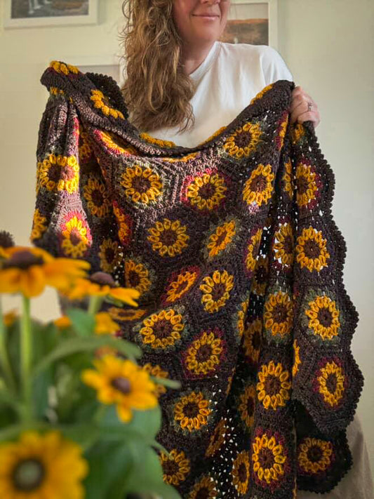 Autumn Sunflower Hexie Blanket Kit - Spices Collection (YARN ONLY) - Crochet