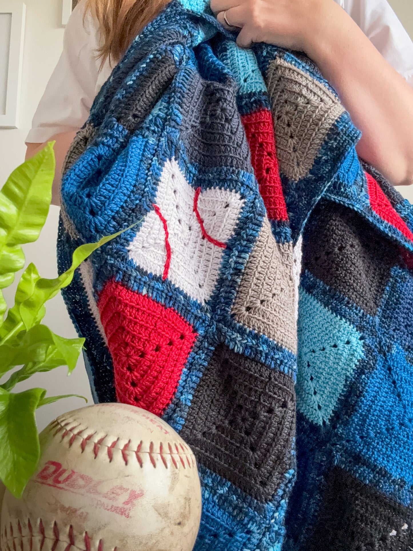 Batter up Baseball Blanket (Crochet) - (YARN ONLY)