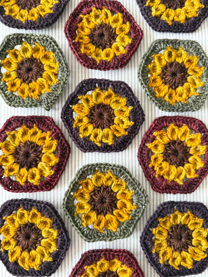 Autumn Sunflower Hexie Blanket Kit - Spices Collection (YARN ONLY) - Crochet