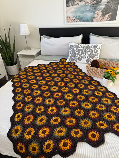 Autumn Sunflower Hexie Blanket Kit - Spices Collection (YARN ONLY) - Crochet